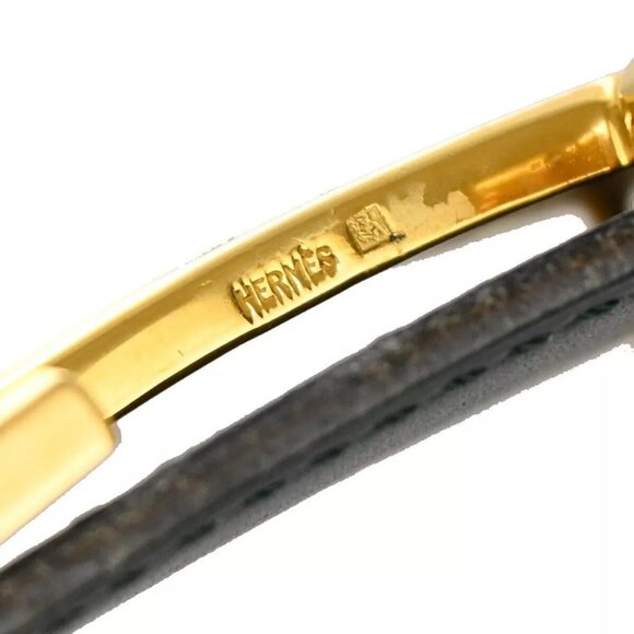 HERMES H Logo Constance Reversible Buckle Belt Leather #70 Black Green 35RH307 - Picture 6 of 12